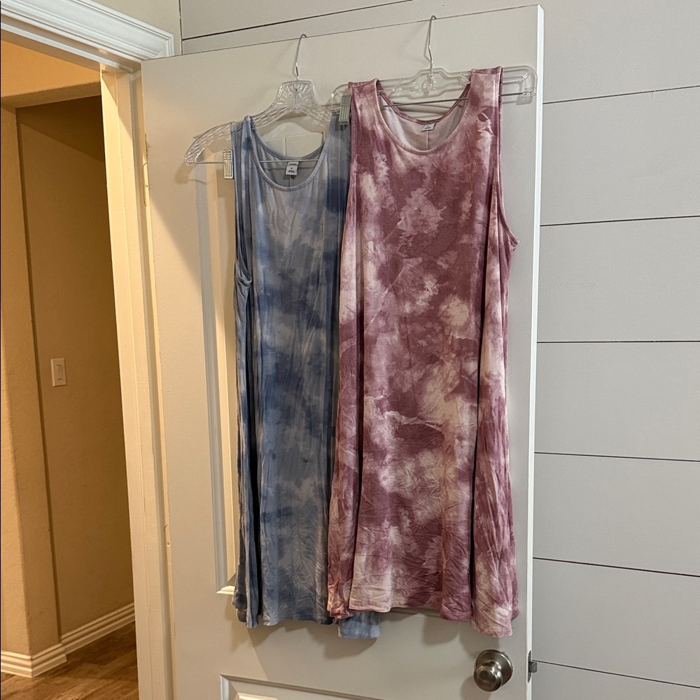 2 Old Navy Blue and Purple Tie-Dye Dresses